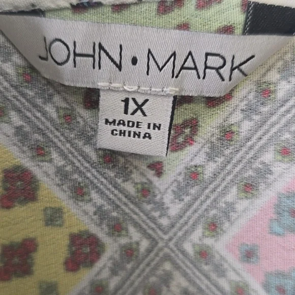 John Mark Multicolor Bohemian Blouse, Size 1X, NWT - Picture 3 of 5